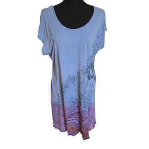 Dharma Trading Company Womens Cotton Short Sleeve Boho Dress Blue Size Large